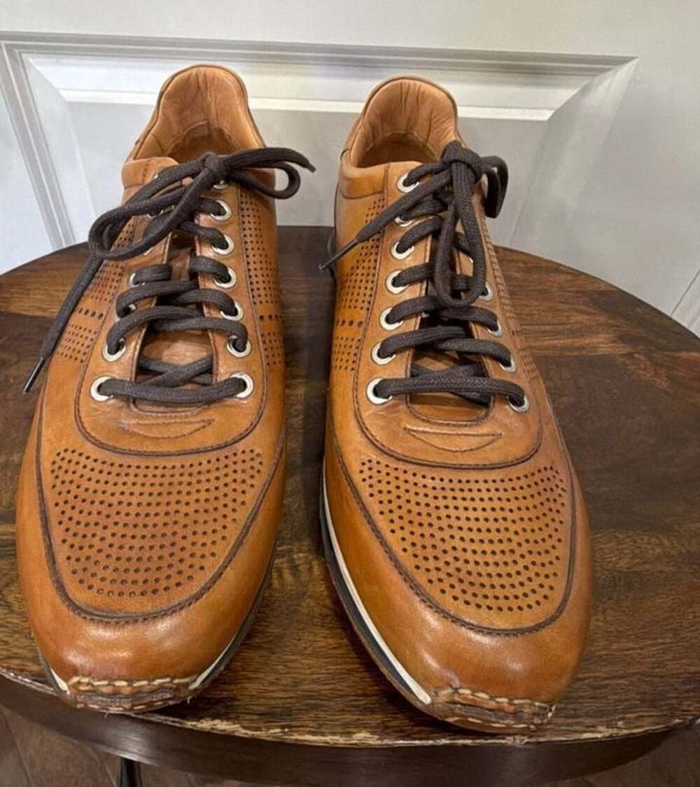 Magnanni Pueblo Leather Sneaker Size 10.5 M Brown Cognac